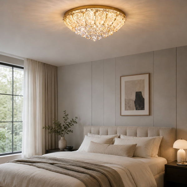 Aurelix Crystal Ceiling Lights Flush Mount French Luxury Lamp