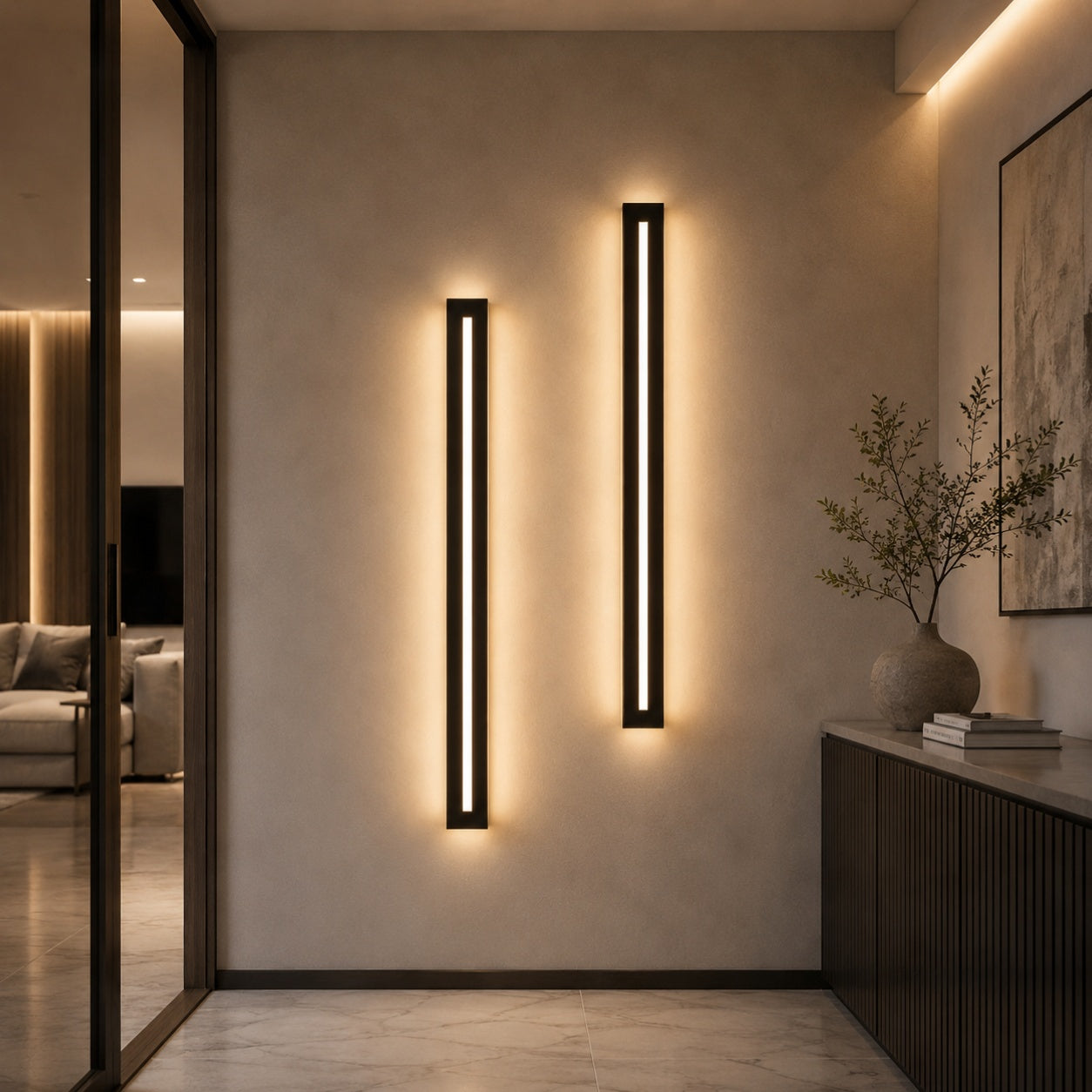 Ravelle Long Black Wall Sconces Modern LED Linear Iron Light