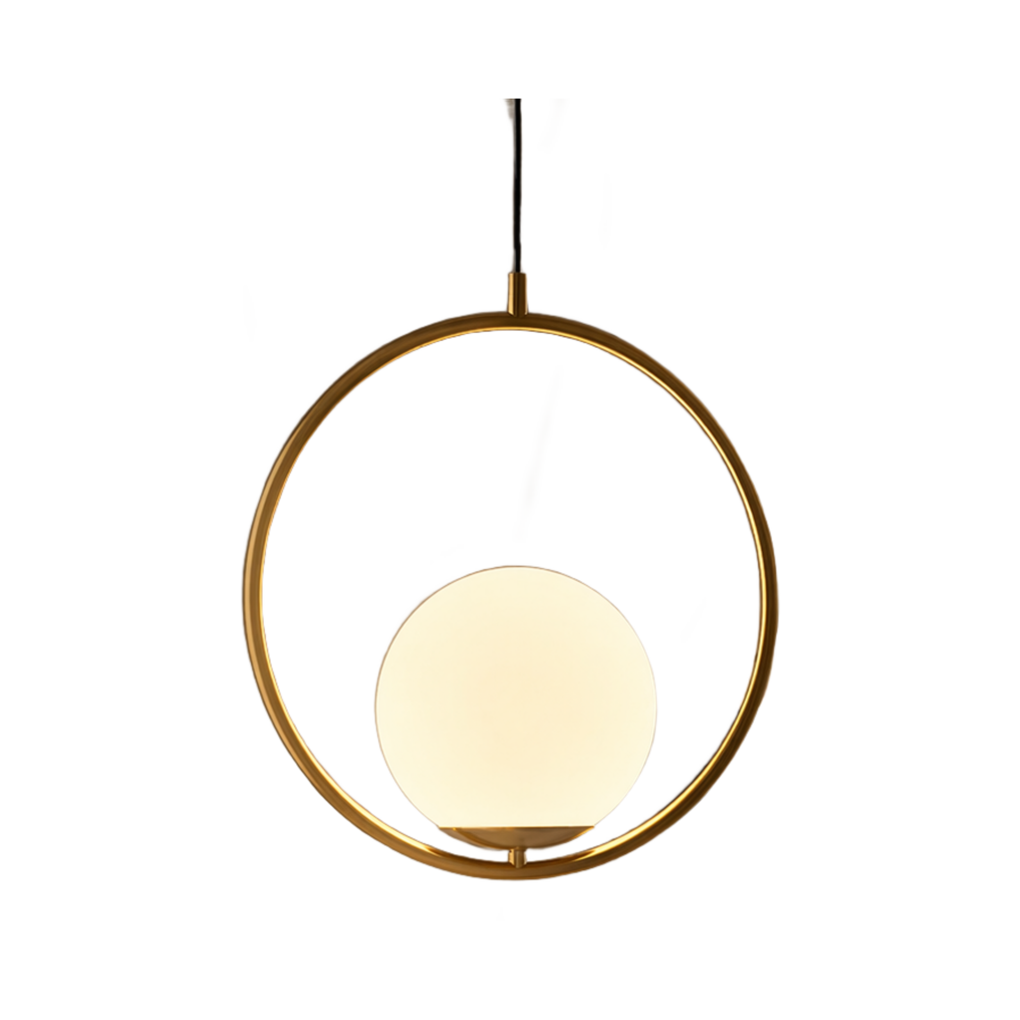 Ostrella Brass Glass Globe Pendant Light on white background