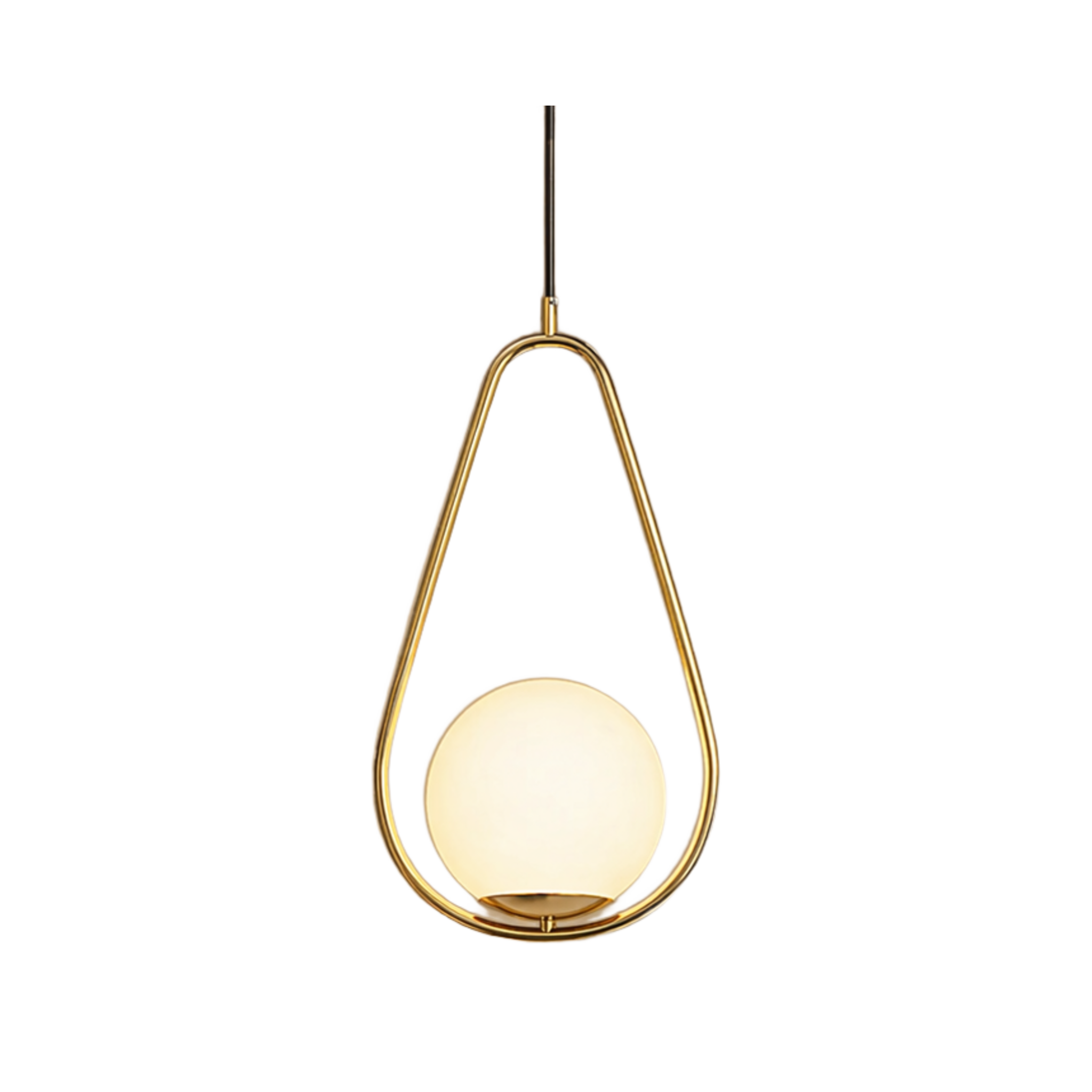 Ostrella Brass Glass Globe Pendant Light on white background