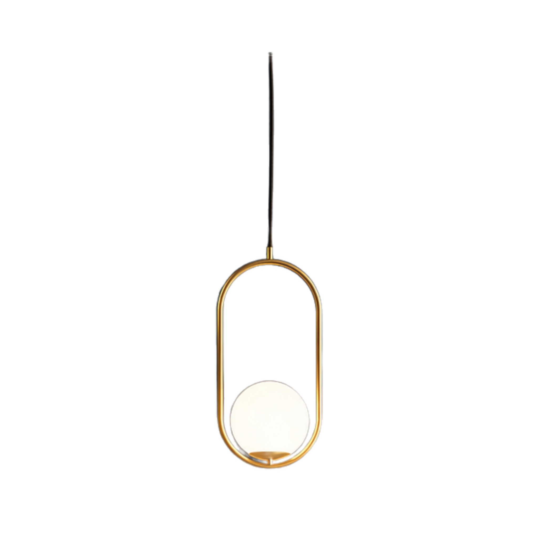 Ostrella Brass Glass Globe Pendant Light on white background