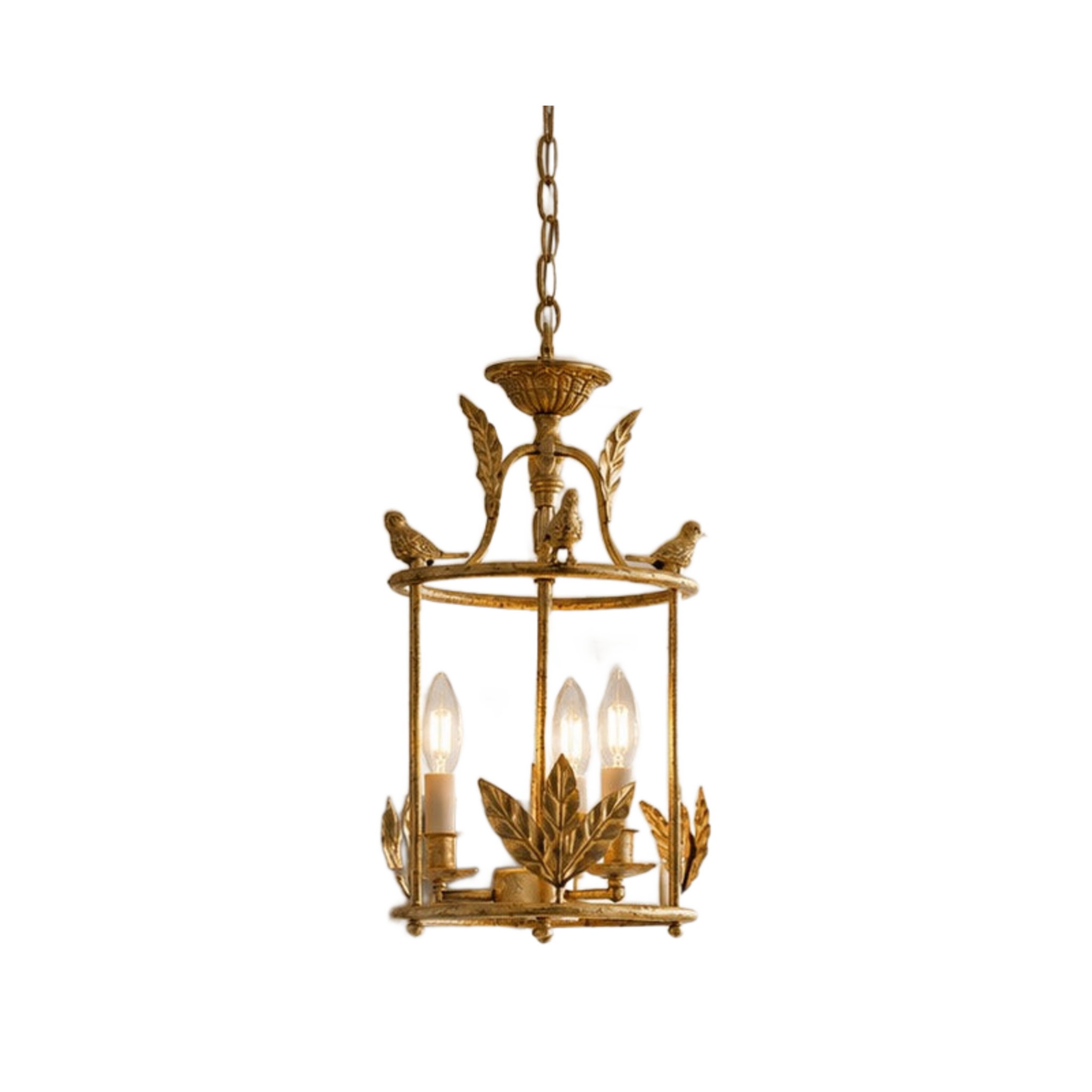 Kavren Modern Lantern Pendant Light gold foil on white background