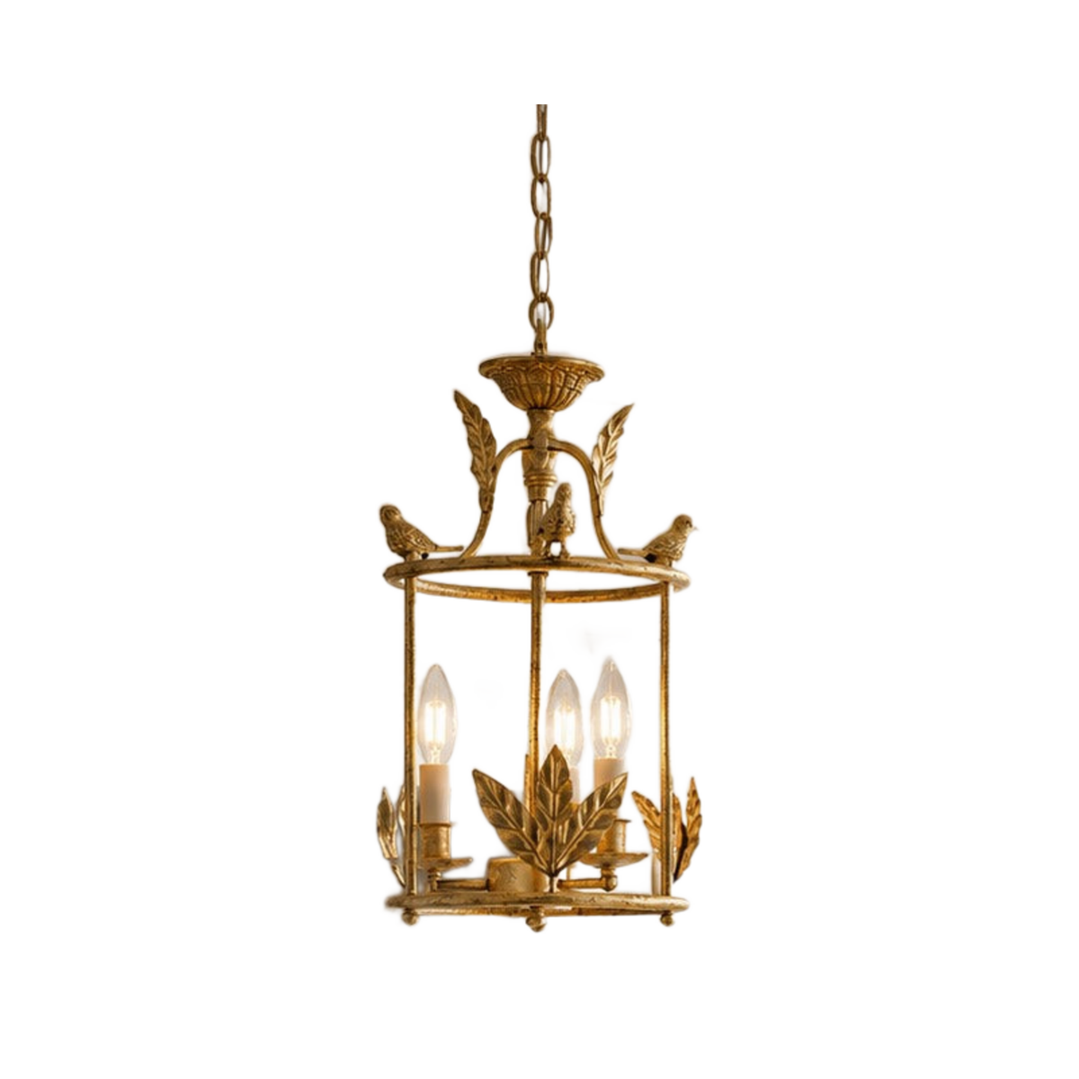 Kavren Modern Lantern Pendant Light gold foil on white background